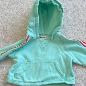 Hatley Mint Green Hoodie with Red and Yellow Stripes
